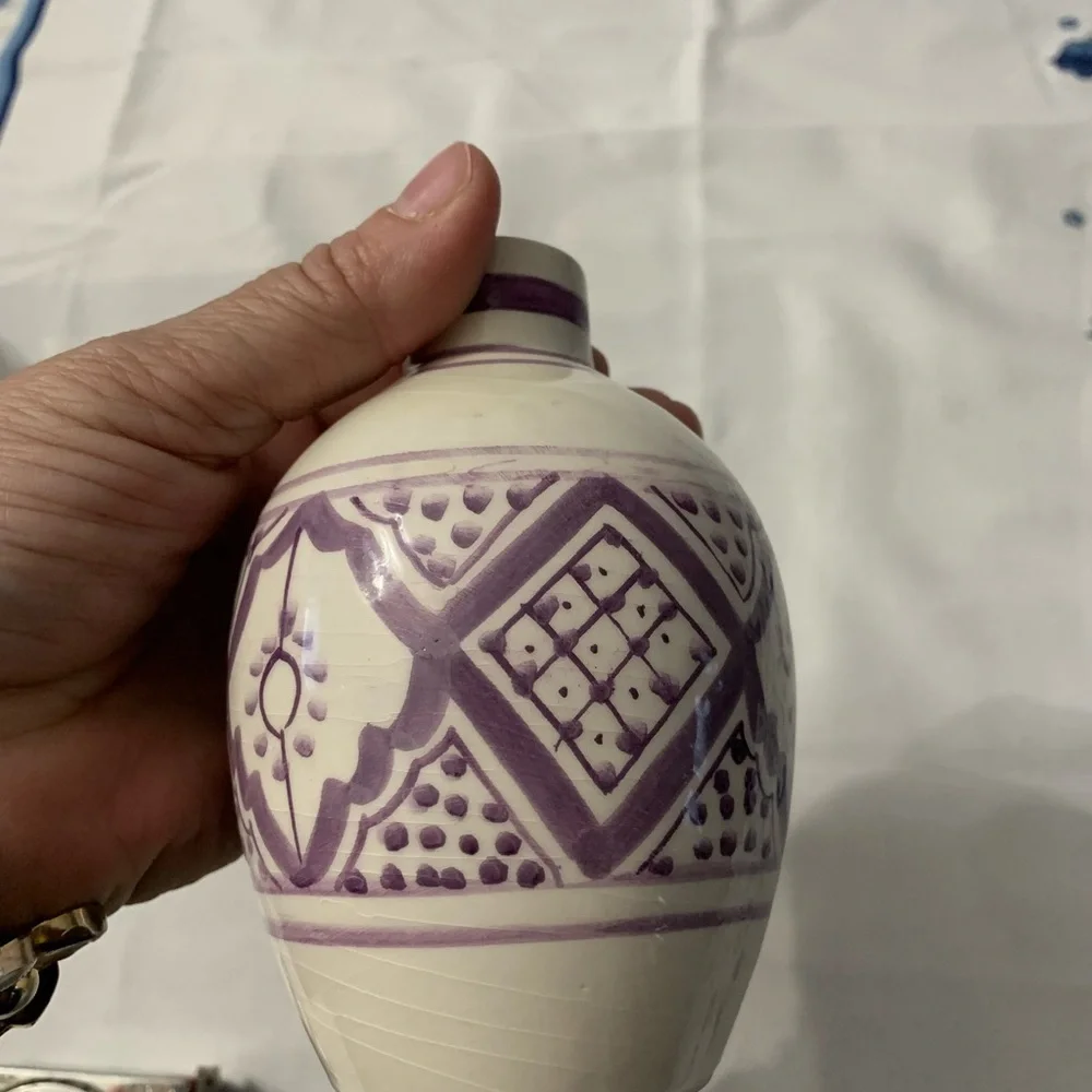 Doterra Purple and Cream Vase